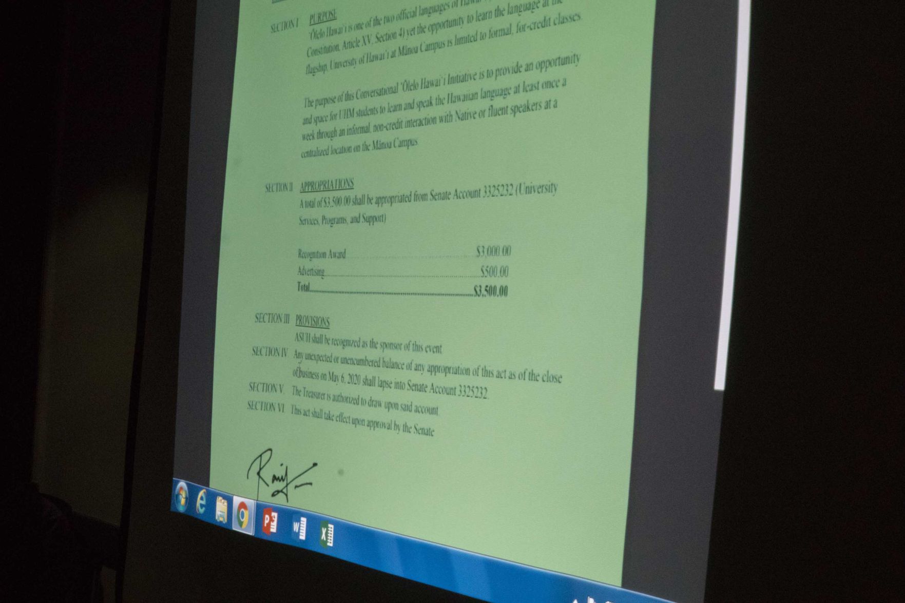 ASUH Hawaiian language bill